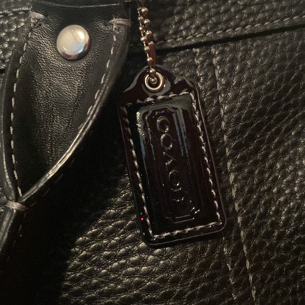 COACH🖤Penelope Black🖤Pebbled Leather Three Compartment Satchel/Like New - Picture 5 of 16